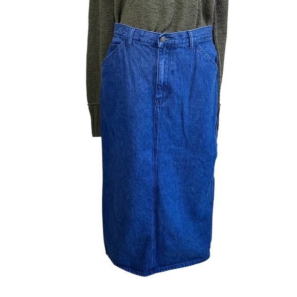 Real Comfort Vintage 90s Carpenter Style Denim Skirt Maxi Length Sz 14 Petite - Picture 4 of 14